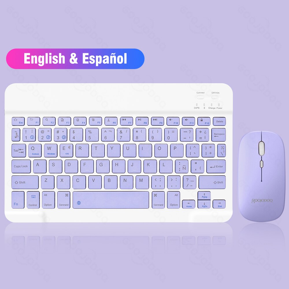 Bluetooth Keyboard For iPad Pro11 Mini Bluetooth Teclado Wireless Keyboard and Mouse For Samsung Xiaomi Touchpad iPad Keyboards: Purple Spanish