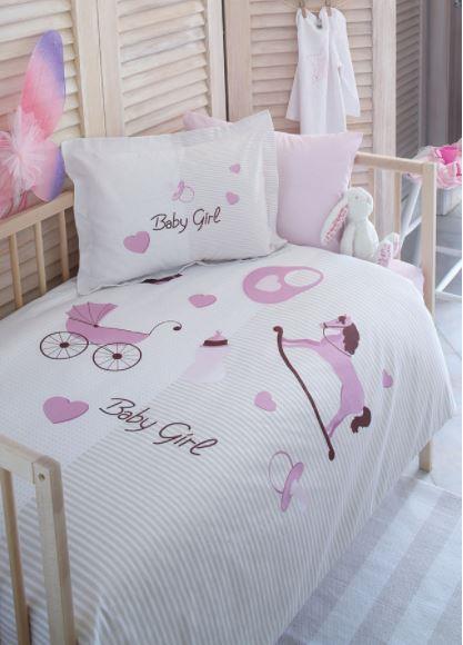 Baby Girl Duvet Cover Set 4 Pcs 100% Cotton Newborns Sheet Pillow Case Baby Bedding
