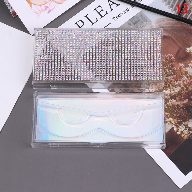 1pcs Popular 3D False Eyelashes Packaging Empty Lash Case Bling Glitter Eyelash Pull Box Diamond False Eyelash Packaging Box: N13