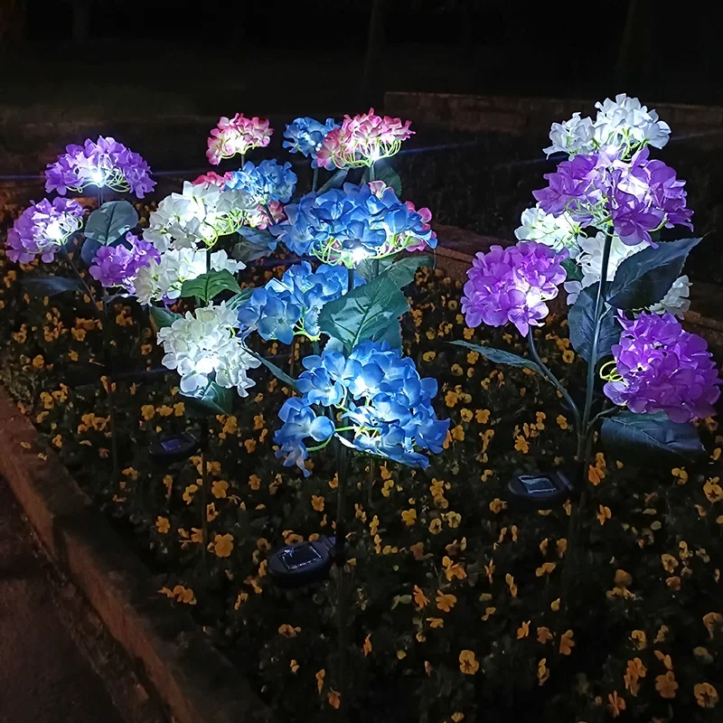 Led simulering blomsterlampe havelampe udendørs soldrevet broderet kugleblomsterlamper gårdspladsdekoration