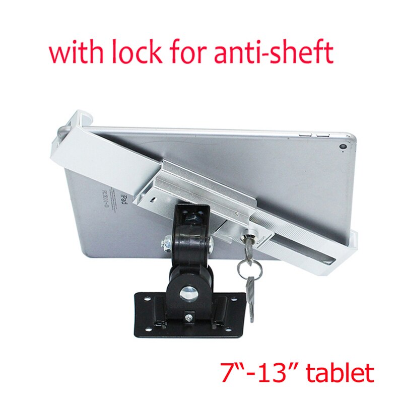 universal metal anti-theft 7&quot;-12&quot; tablet wall bracket holder with safety lock anti-sheft 360 rotate: BLACK