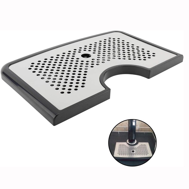 Beer Drip Tray,Bar Kegerator Surface Mount Drip Tray, Non Slip Rubber Grip, Large Drip Tray for Beverage Dispenser ,Bar Tools