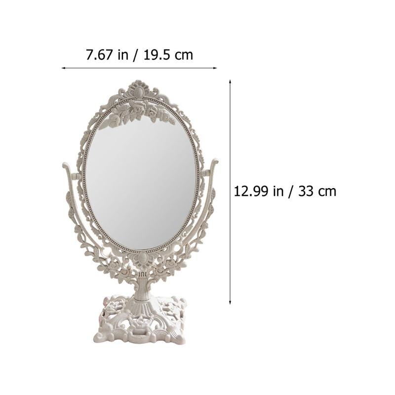 1pc Desktop Makeup Mirror Retro Style Relief Girl Makeup Mirror Desktop Mirror