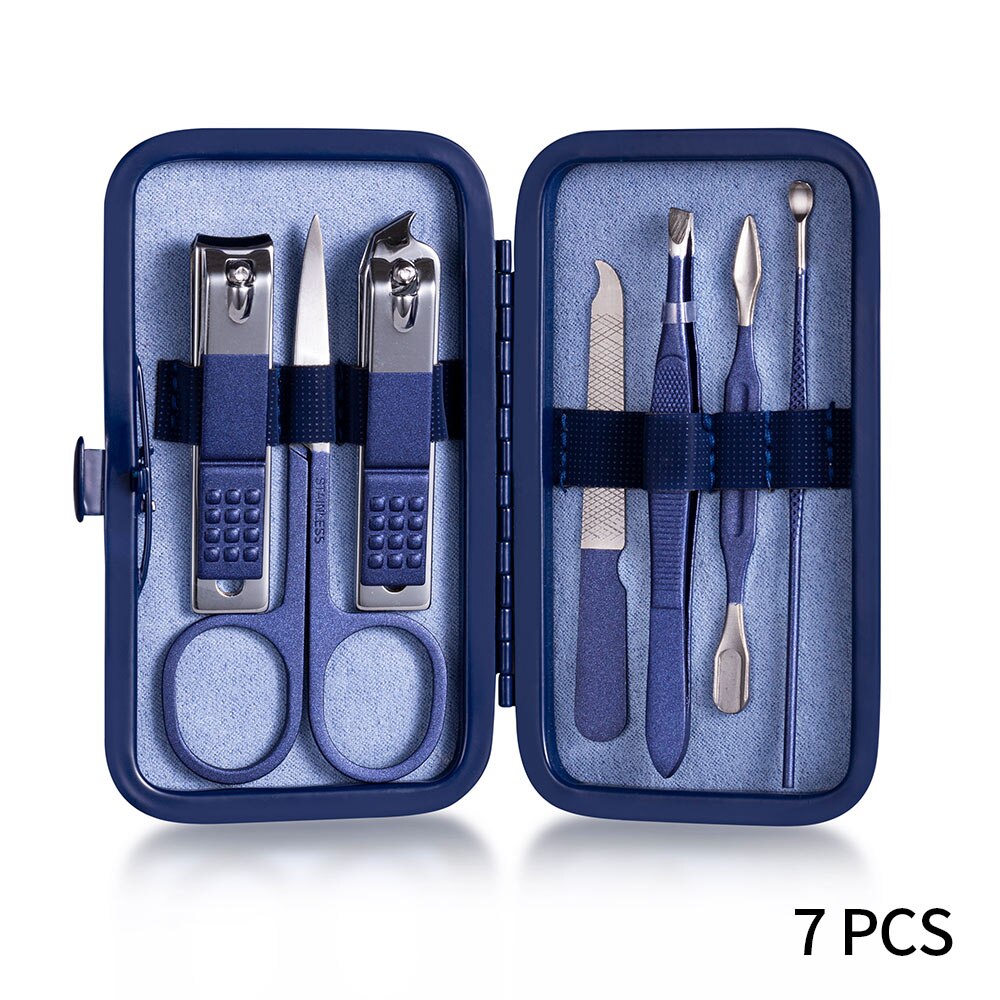 Set van 18/15/12/10/7/4 nagelknippers, roestvrij staal, nagelschaartje, pincet, oorlepel, acne-naald, manicureset: 7 stuks