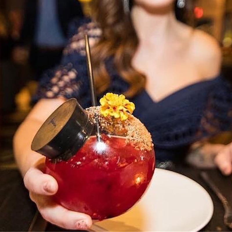 Rundt cocktailglas højt borosilikatglas blyfrit glas til cocktail juice vinglas molekyle sodet originalitet kop