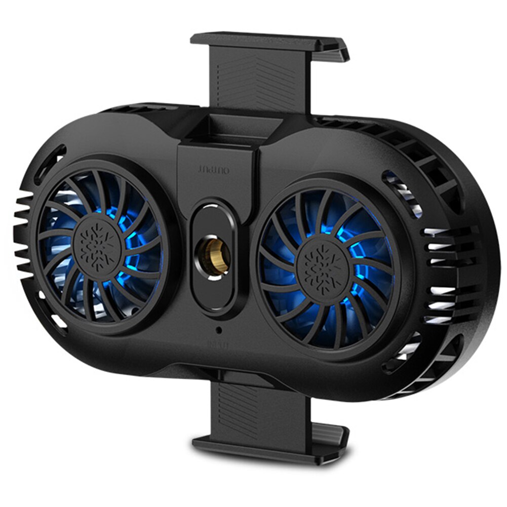 Portable USB Mobile Phone Cooler Radiator Dual Fan Universal Gaming Smartphone Holder Heat Sink Gamepad Controller Cooling Pad: Black