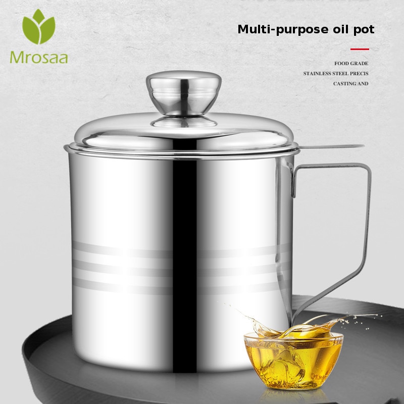 1.2l olierester i rustfrit stål filterkande beholder kande kop opbevaringsdåse med filter madlavningsoliekande til køkkenhusholdning