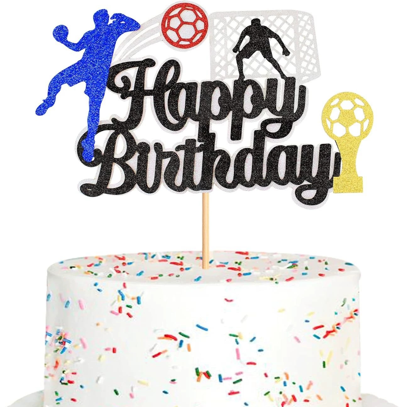Basketball Cake Toppers Happy Birthday Balls Cake Decorations Basketball Theme Cake Decoration for Boy Sport Party Supplies: Fluorescence Yellow