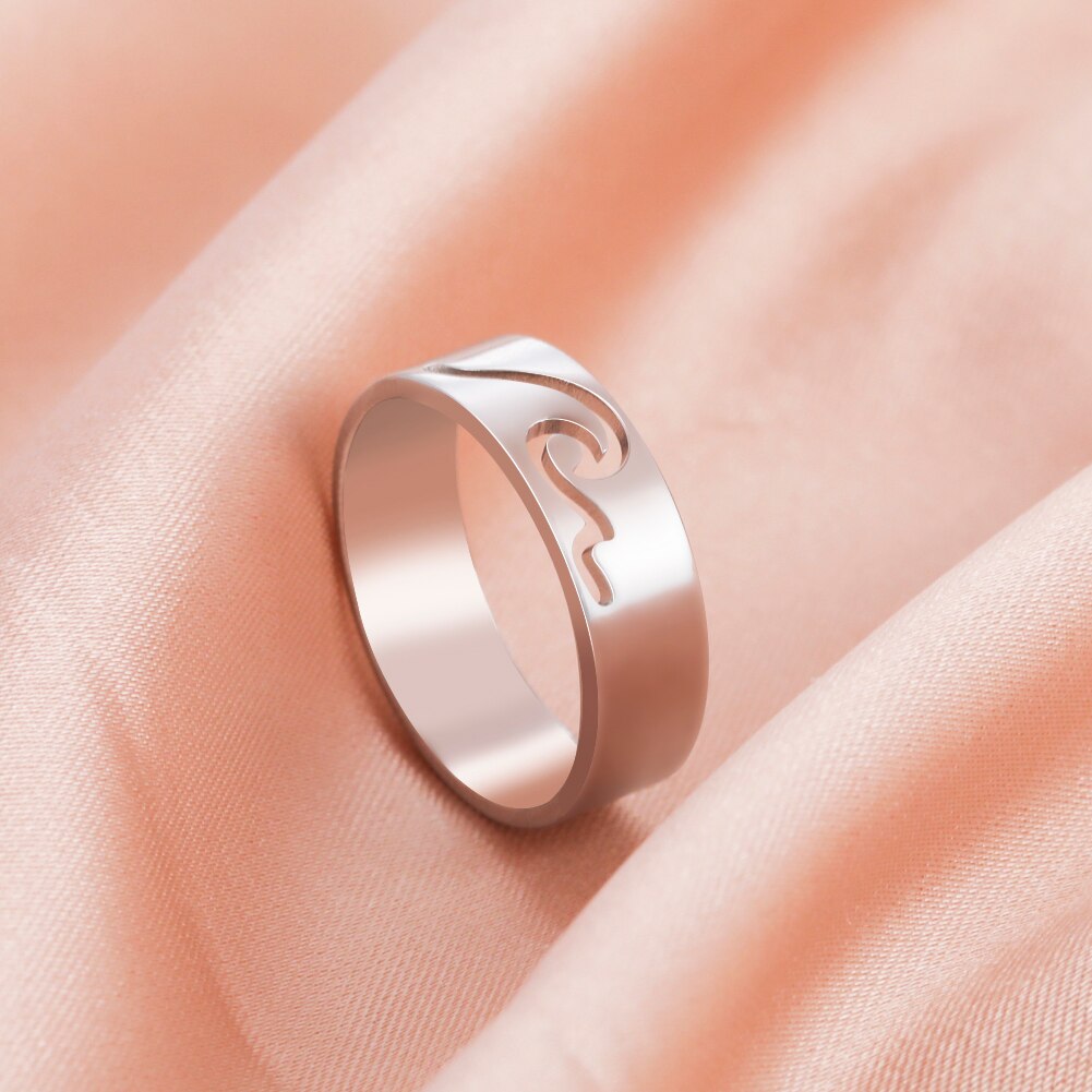 Unift Simple Wave Stainless Steel Ring Sea Beach Finger Ring Punk Jewelry Couple Rings Engagement Wedding Band