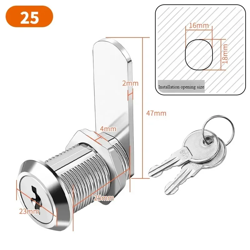 Safety lever lock, cabinet door lock 16-40mm, box, filing cabinet, post office, furniture, wardrobe,mailbox, 2 keys.: Blue