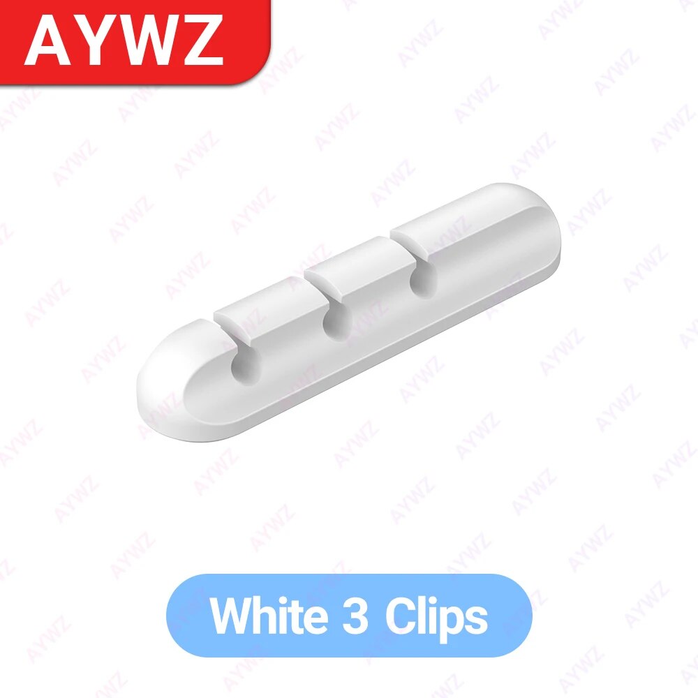 Clips de soporte de Cable adhesivo, organizador de cables de gestión de cables para escritorio, Cable de carga USB, mesita de noche, Cable de alimentación, Cable de ratón: Blanco