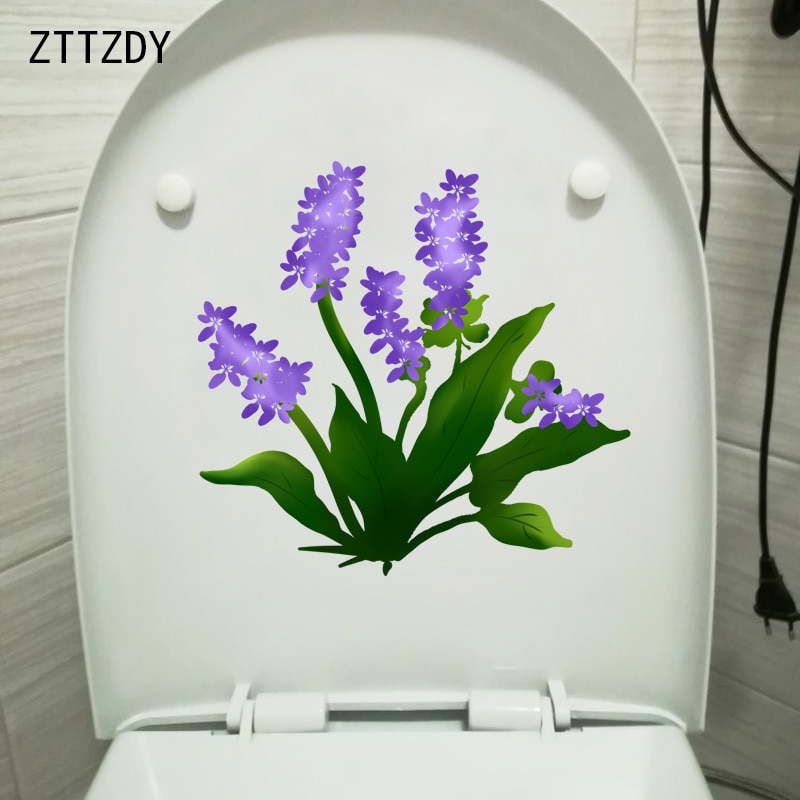 ZTTZDY 21.4*20.4 CM Paarse Lavendel Bloem Cartoon Wc Sticker Muurstickers Home Decor T2-0476