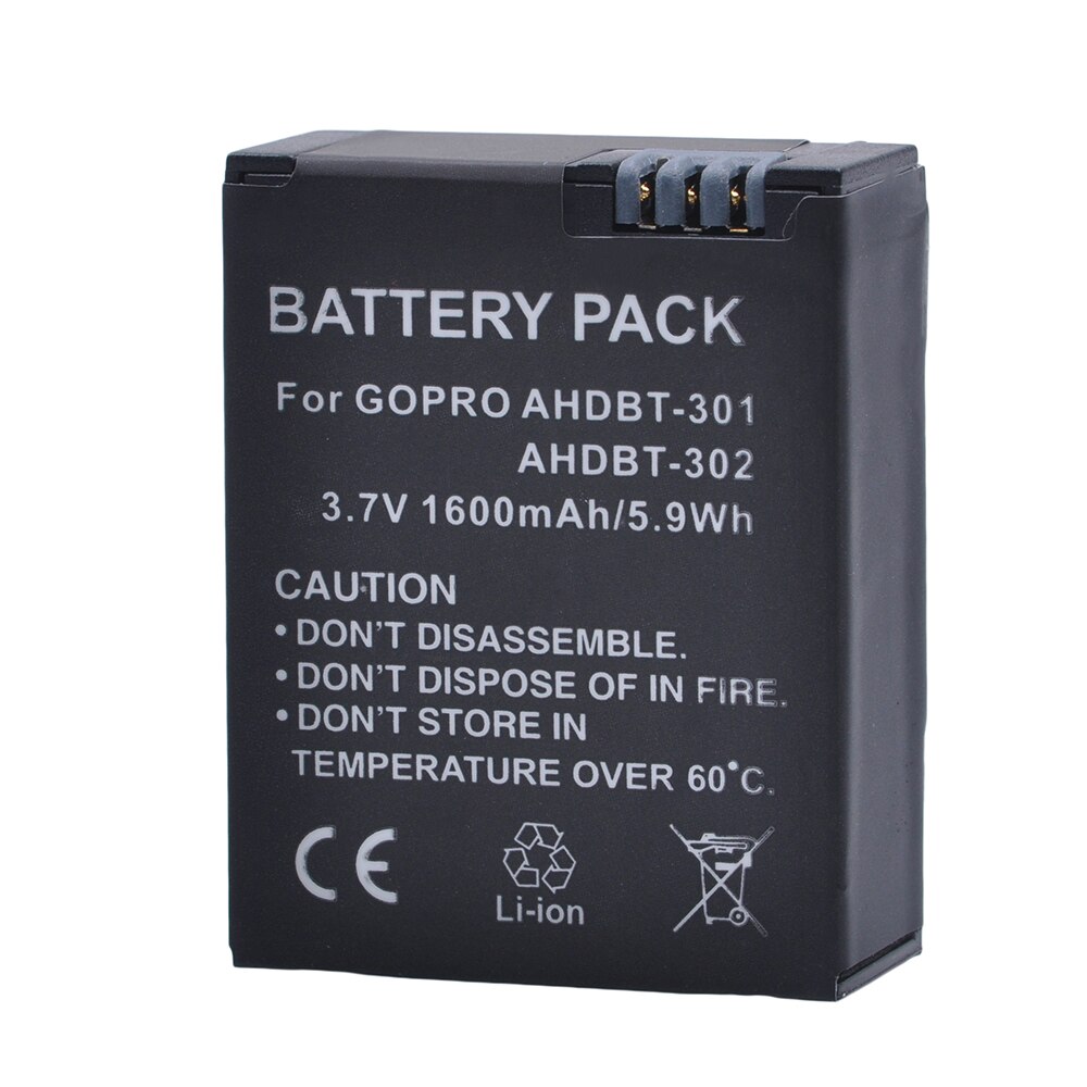 4 stks 1600 mAh Go Pro HERO 3 batteria voor GoPro HD HERO3/3, GoPro HERO3 +, HERO3 en GoPro AHDBT-201, AHDBT-301, AHDBT-302