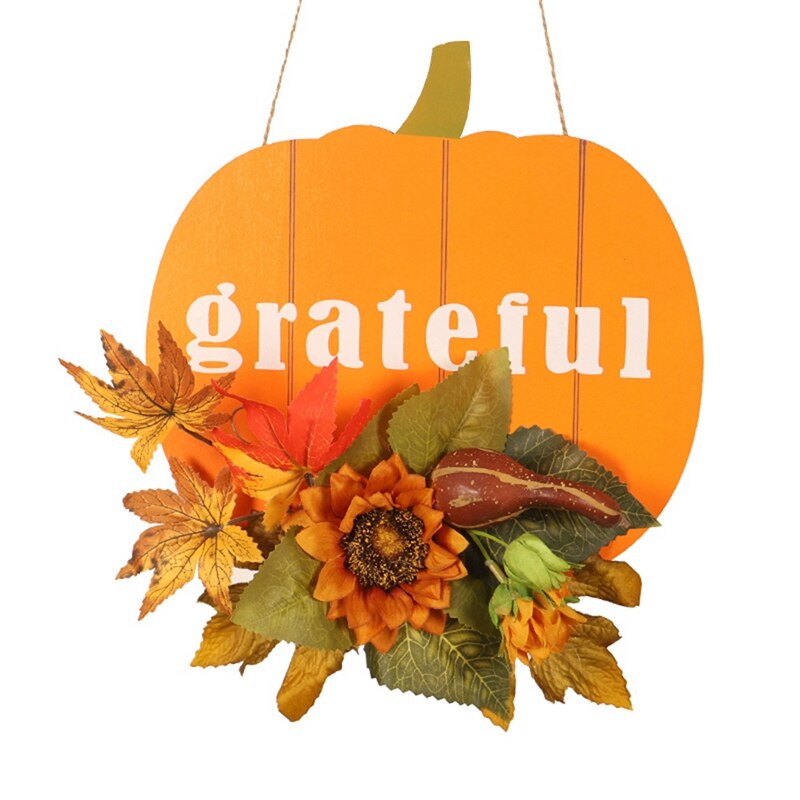Thanksgiving Decoratie Guirlande Pompoen Bel Muur Opknoping Simulatie Maple Herfst Kleur Huis Houten Hanger: Default Title