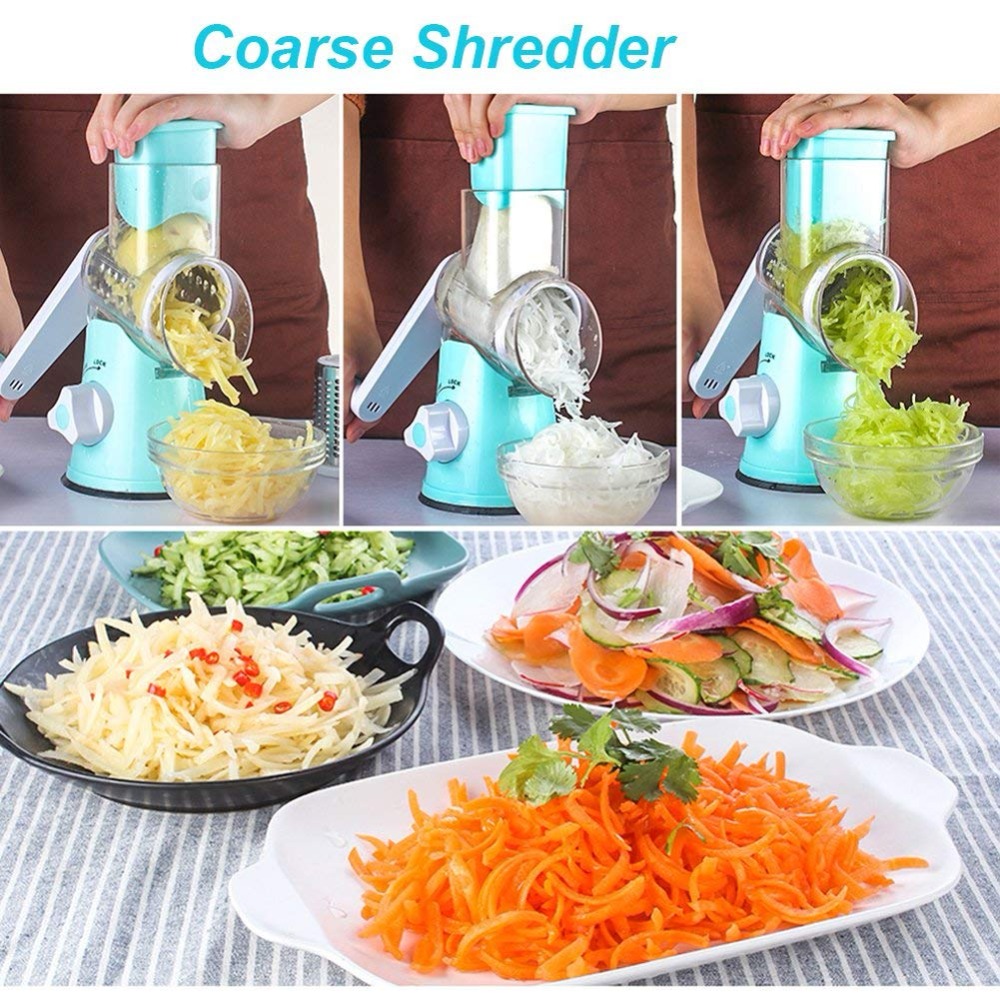 Keuken Swift Roterende Trommel Rasp Groente Kaas Cutter Slicer Shredder Grinder met 3 Uitwisselen Rvs Drums