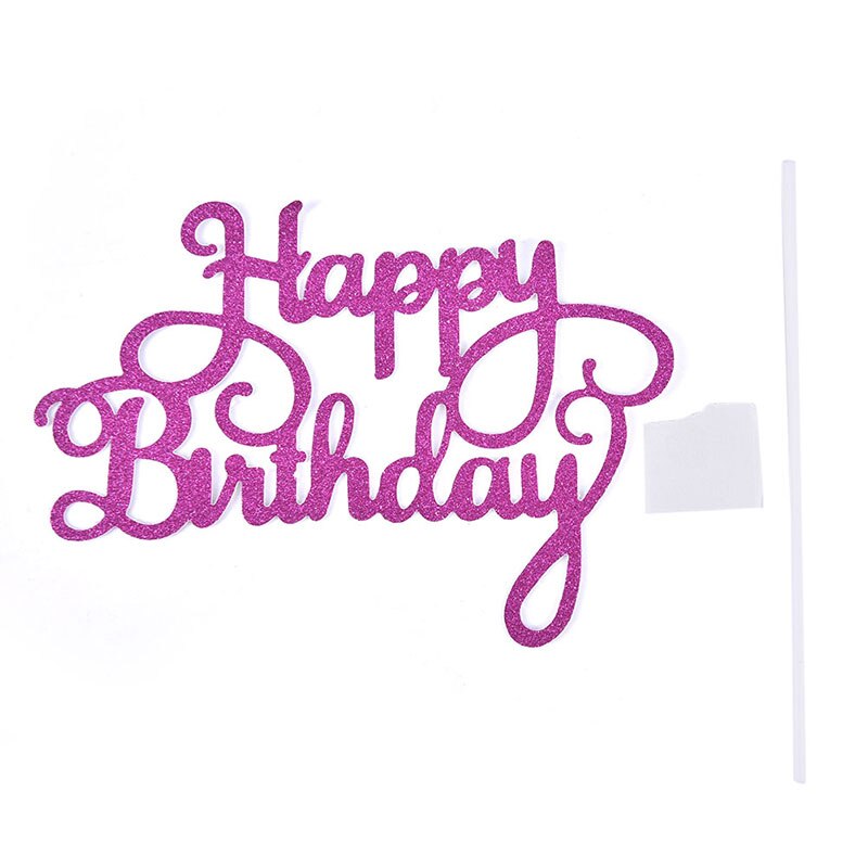 10pcs Glitter Paper Cake Topper Cupcake Birthday Party Happy Birthday Decor: rose red