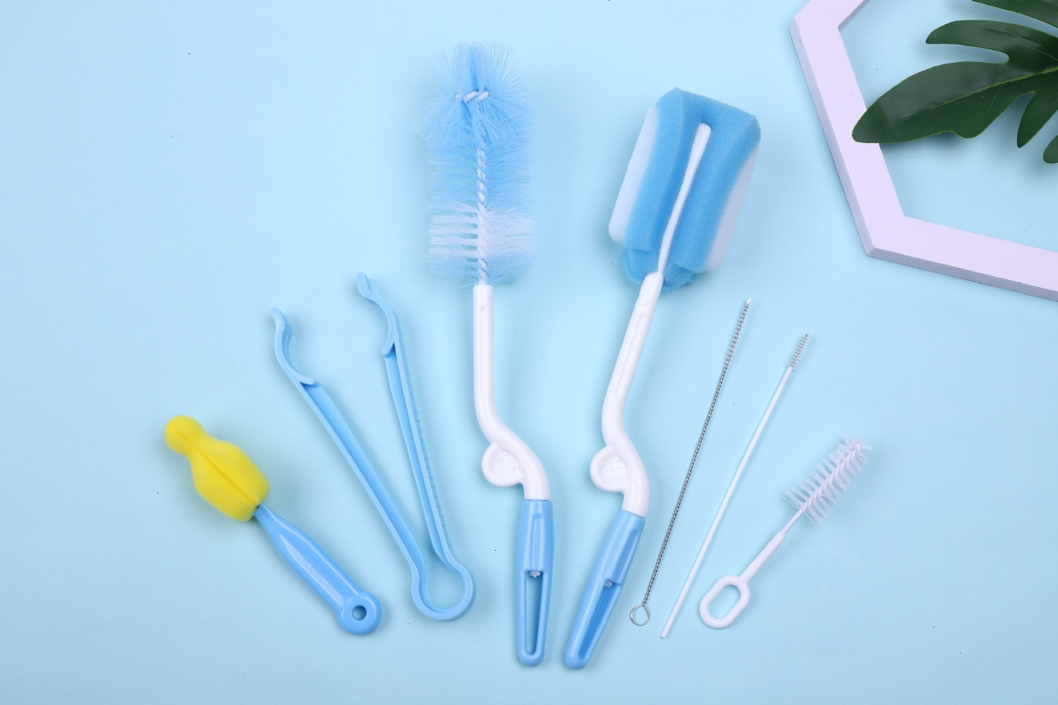 7Pcs/set Baby High Grade Clean Sponge Child Special Bottle Brush With Handle Cleaning Utensils Brush Glass Special Brushes