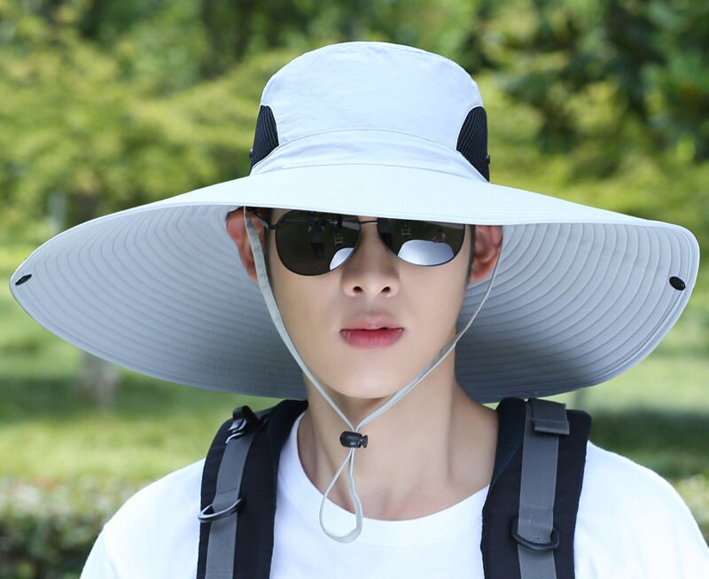 Fishing Hat Man Spring Summer Sun Protection UV Protection Breathable Wide Brim Hat For Fishing And Recreation Sun Cap: 4