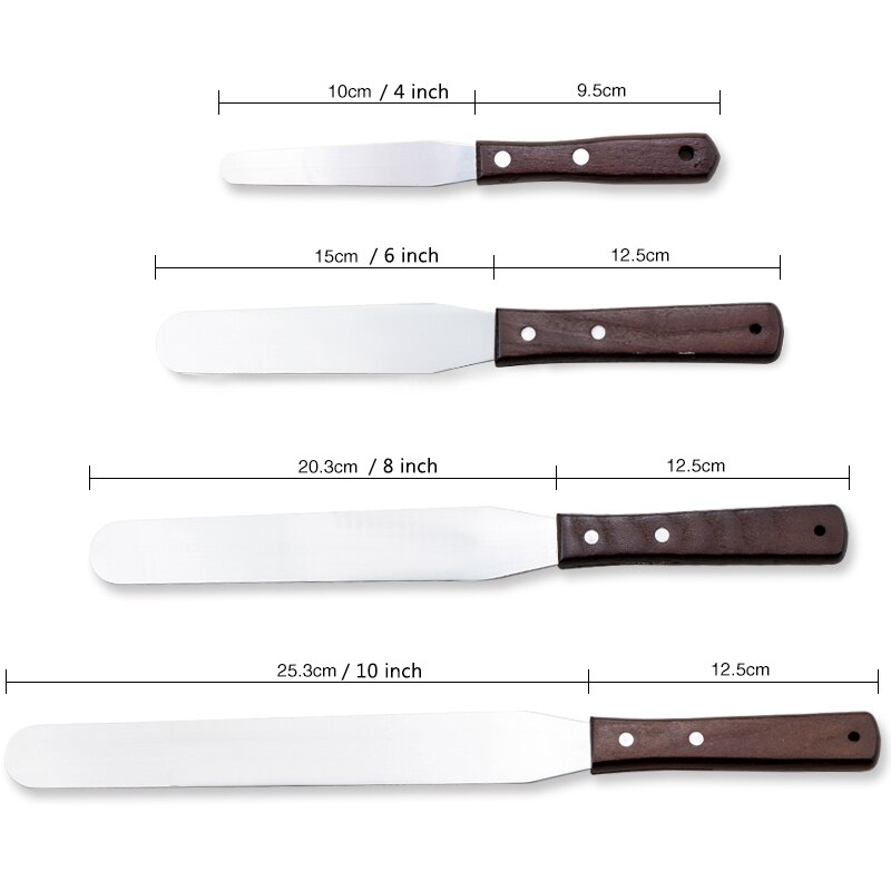 Fais Du 4 6 8 10 Inch Spatel Cake Decoreren Gereedschap Roestvrij Staal Met Houten Handvat Crèmemes Spatel Voor Cake Gladder Gladdere Glazuur