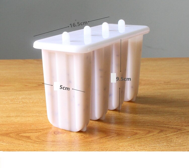 1 Set 4 Cells Popsicles Mold Plastic Frozen Ice Cream Mold Popsicle Maker Lolly Mould Tray Pan Maker Tool Summer DYI Supplies