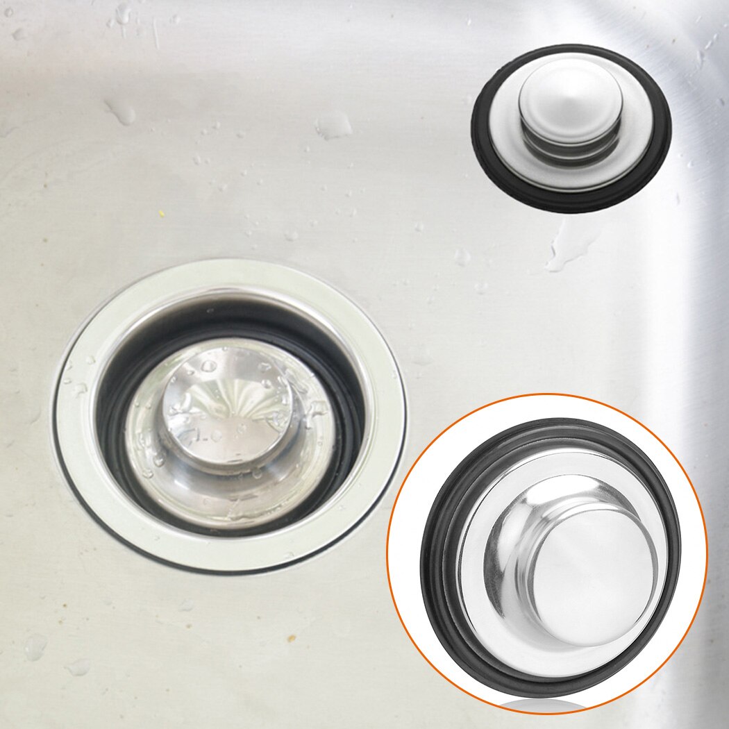 Stainless Steel + Rubber Garbage Disposal Stopper Stainless Steel + Black 85mm Drain Cover Water Sink parts Durable