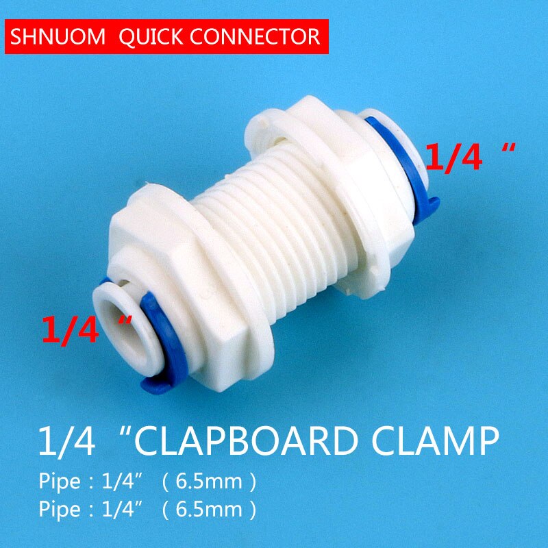 1/4" (6.35mm） OD Tube Pipe Straight Bulkhead Fittings Quick Connector Division Plate Reverse Osmosis System Through Plate Joint