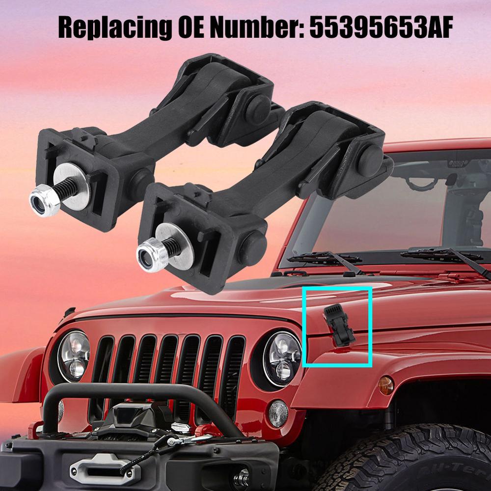 2 conjunto Capô Trava Travas De Segurança & Suportes para Jeep Wrangler JK 2007 2008 2009 2010 2011 2012 2013 2014 2015 2016 55395653AF