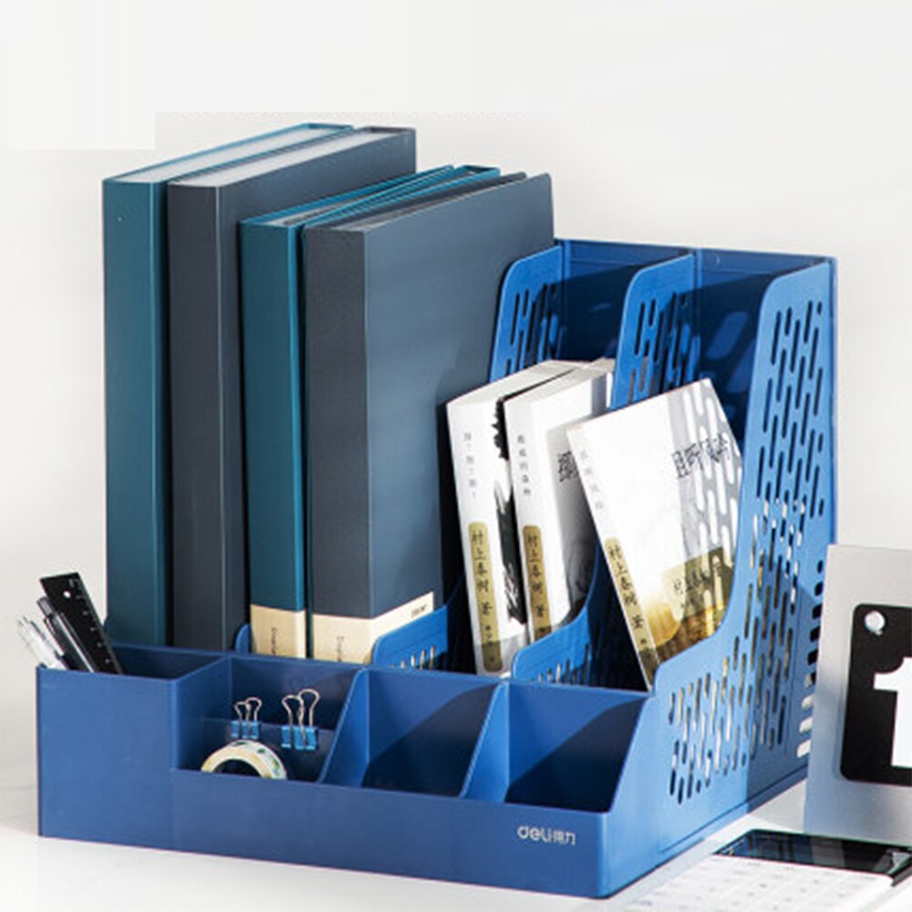 Deli Large Capacity Thickened Folder Storage Box Pen Holder Multi-layer File Rack Book Stand Office Supplies File Storage Basket
