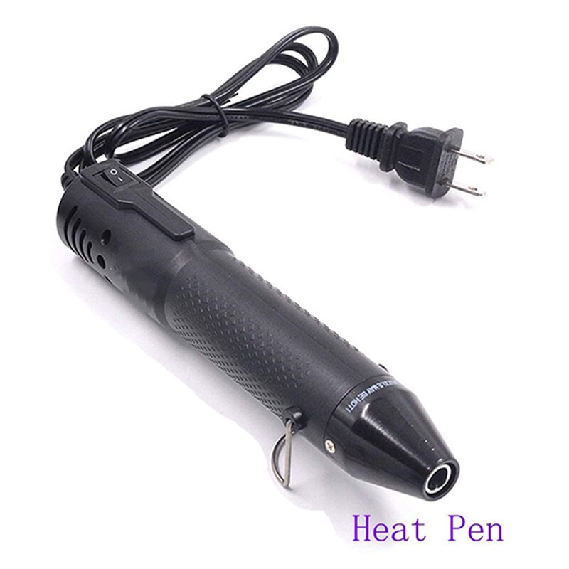 Penna termica goffrata, strumenti per penna ad aria calda penna termoretraibile ugello riscaldante elettrico multiuso 130W 110V (nero), spina americana