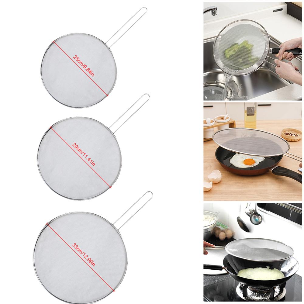 Oil Splatter Screen Stainless Steel Fine Mesh Grease Splatter Guard For Frying Pan Tools 25cm/29cm/33cm