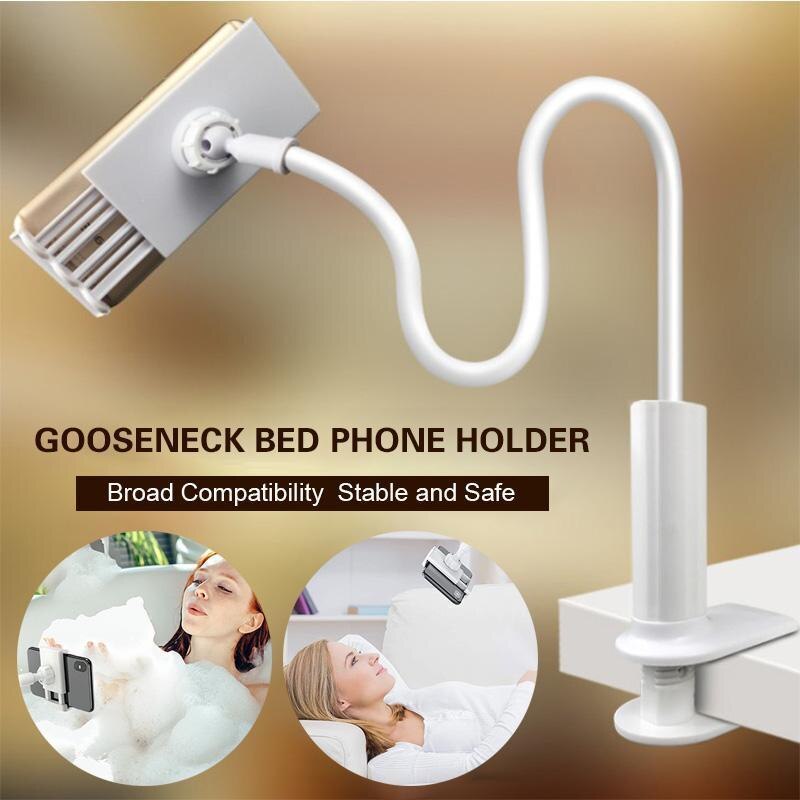 1pc Gooseneck Bed Phone Holder Stand 360°Rotation Adjustment With Spring-loaded Slip Lazy Flexible Mount Holder Bracket
