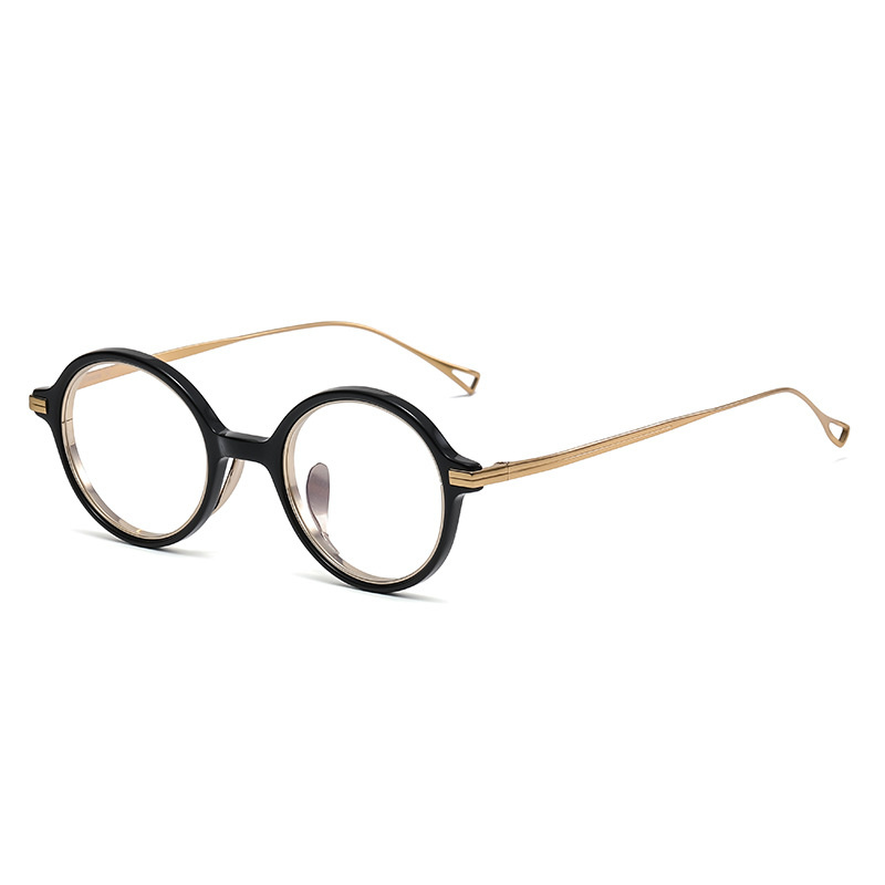 Lunettes rondes en acétate japonais pour hommes, montures en titane, bloquant la lumière bleue, prévention de la myopie, légères, KMN-140 Gafas
