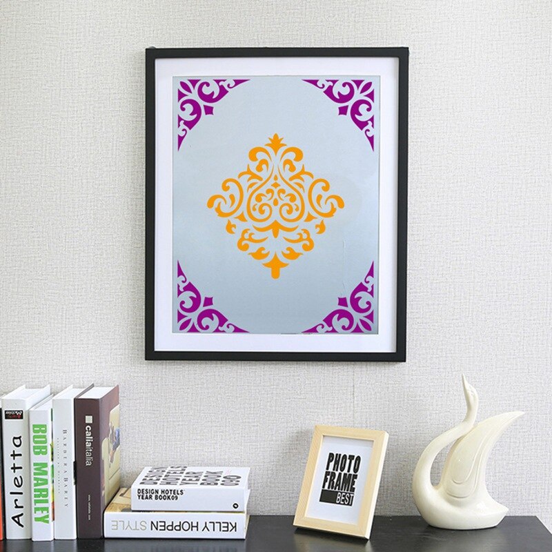 Pochoir de dessin mural de Mandala | Pour peinture, modèle de décoration, bricolage, pochoir cadre Photo 15x15cm #7, 16 pièces/lot