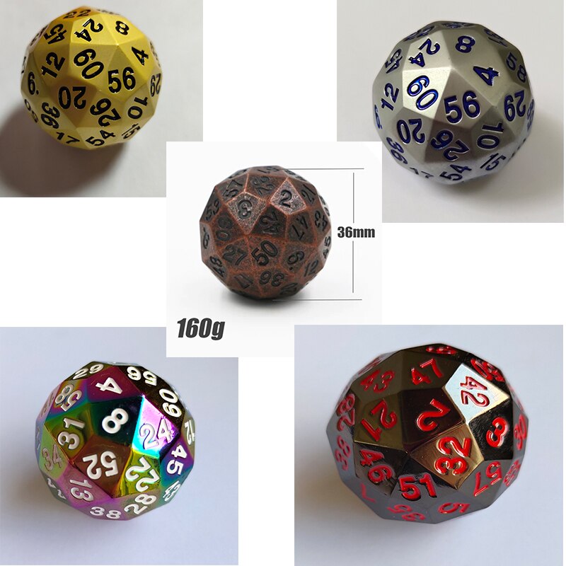 Metal D & D de RPG clásico de 60 lados dados mdn dados de poliédricos de números digitales D60