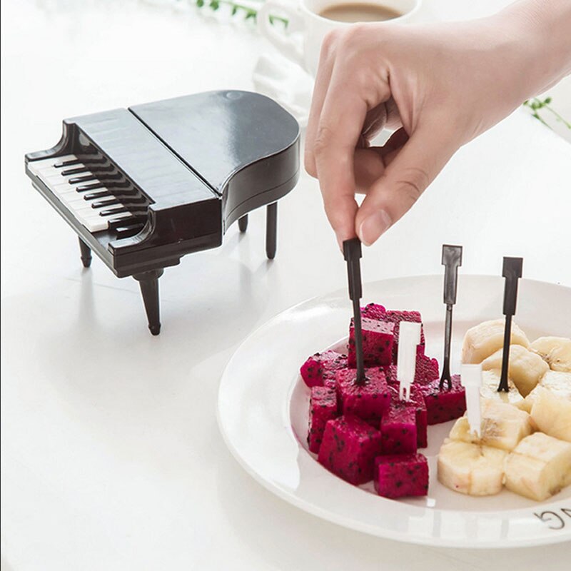 10 Stks/set Mini Piano Fruit Vorken Dessert Vorken Voedsel Picks Multifuncation Thuis Desktop Decoratieve Ornament
