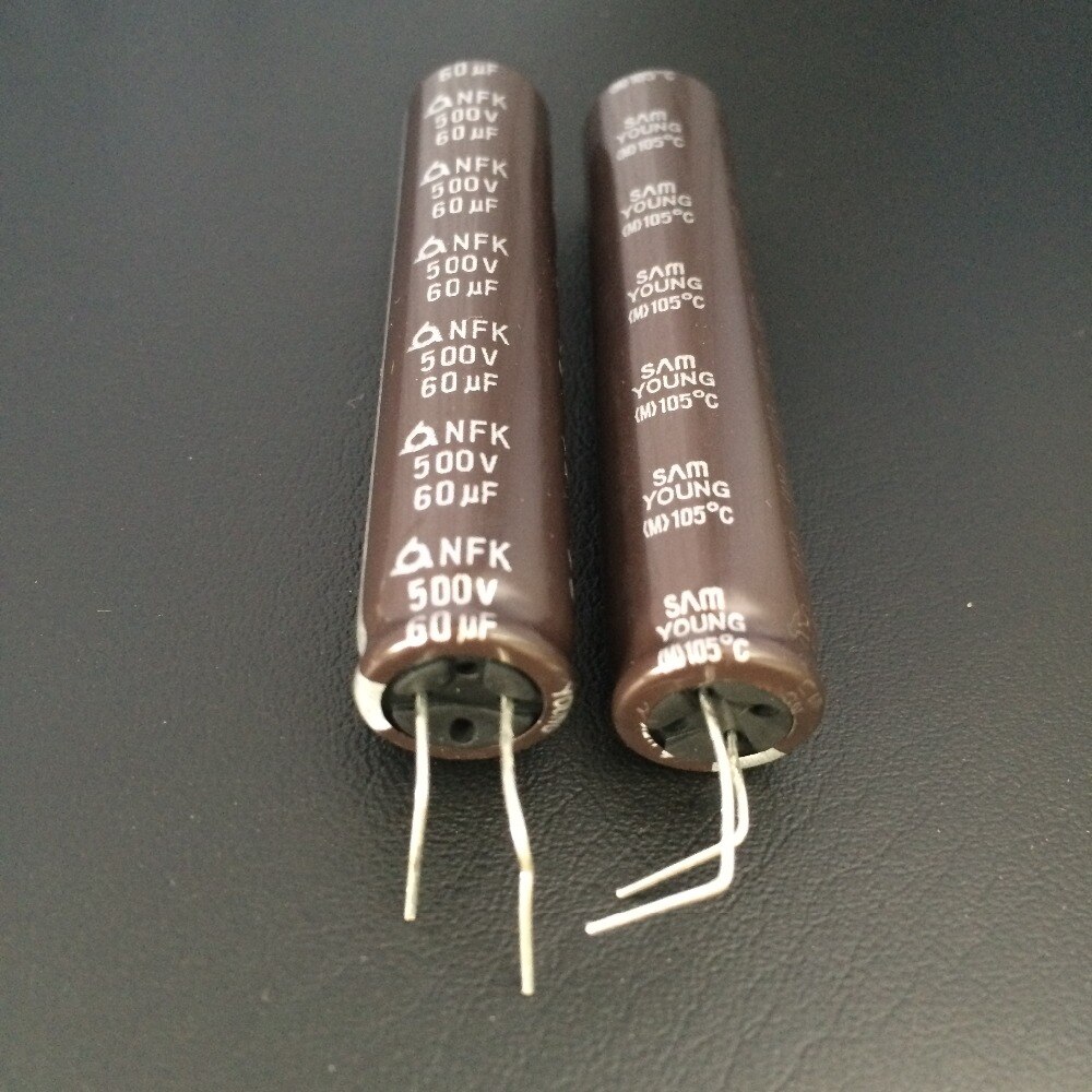 5 stk 60uf 500v samyoung nfk serie 12.5 x 60mm 500 v 60uf aluminium elektrolytiske kondensatorer