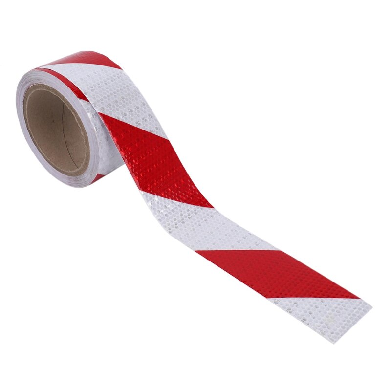 10m x 5cm Safety Warning Tape Reflective Tape Self adhesive Tape Reflective Strip Traffic Reflective Stickers Color: red + white