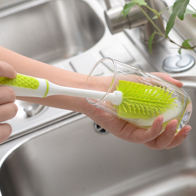 Esponja para botella de 39,5 CM, cepillo de limpieza, taza de Limpiador de cocina, herramienta de lavado de taza de vidrio, mango largo, cepillos de esponja no tóxicos