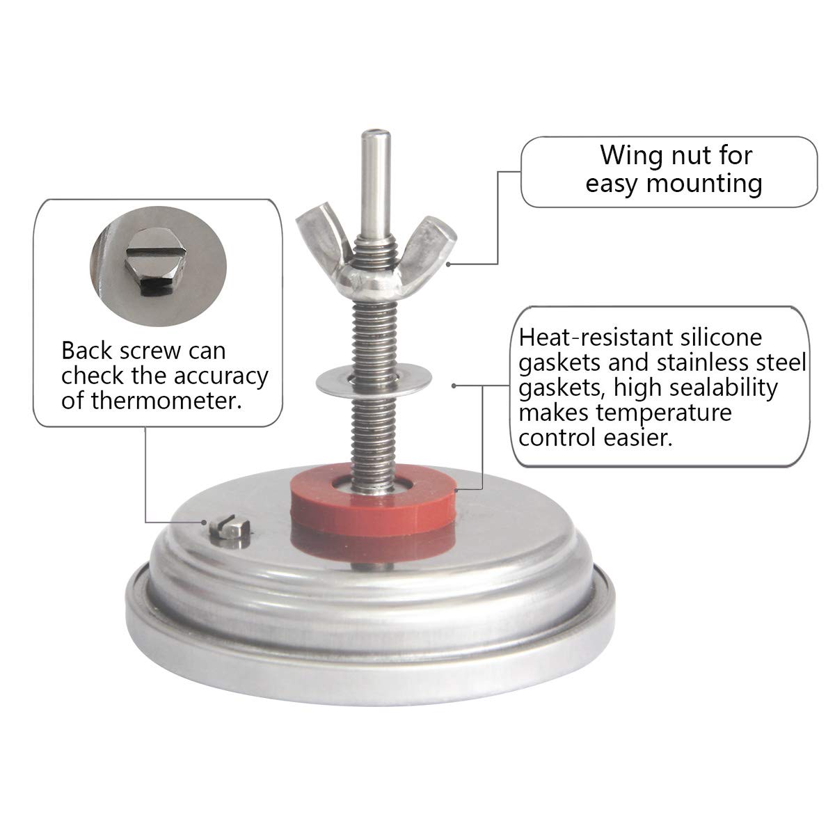 1/Pcs BBQ Grill Temperature Gauge Waterproof Large Face Barbecue Charcoal Grill Stainless Steel Cooking Thermometer