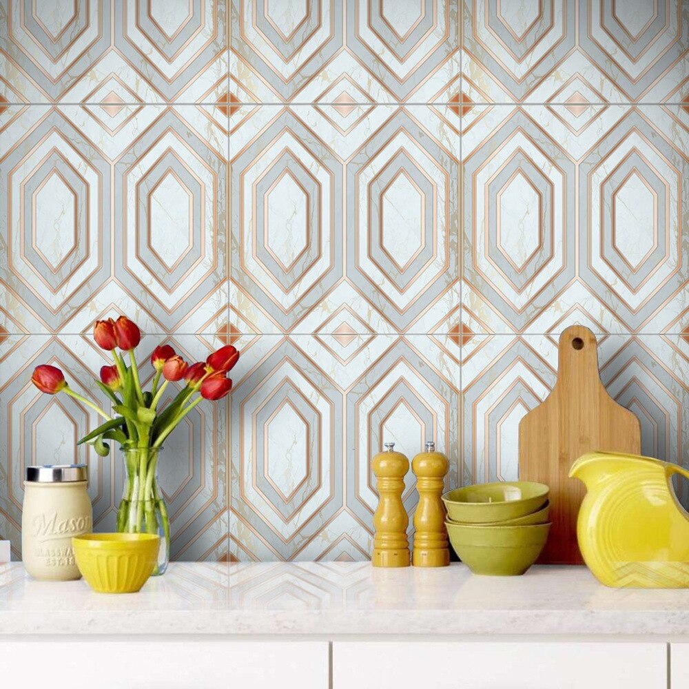 Papel tapiz impermeable para baño, pegatina antideslizante mate para suelo, autoadhesiva de PVC de 20x20cm, pegatina para pared de mármol y cobre