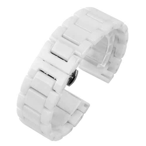 Bracelet de montre en céramique de 14 15 16 17 18 19 20 21 22mm bracelet de montre blanc noir pour hommes et femmes: white A / 22mm