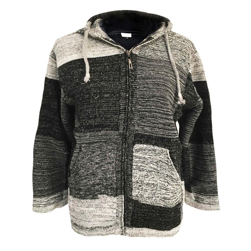 Fahion Männer Winter Patchwork Strick Outwear Mantel zur Seite fahren Mit Tasche Herbst Männer Mit Kapuze Wolle Strickjacke zur Seite fahren Jumper