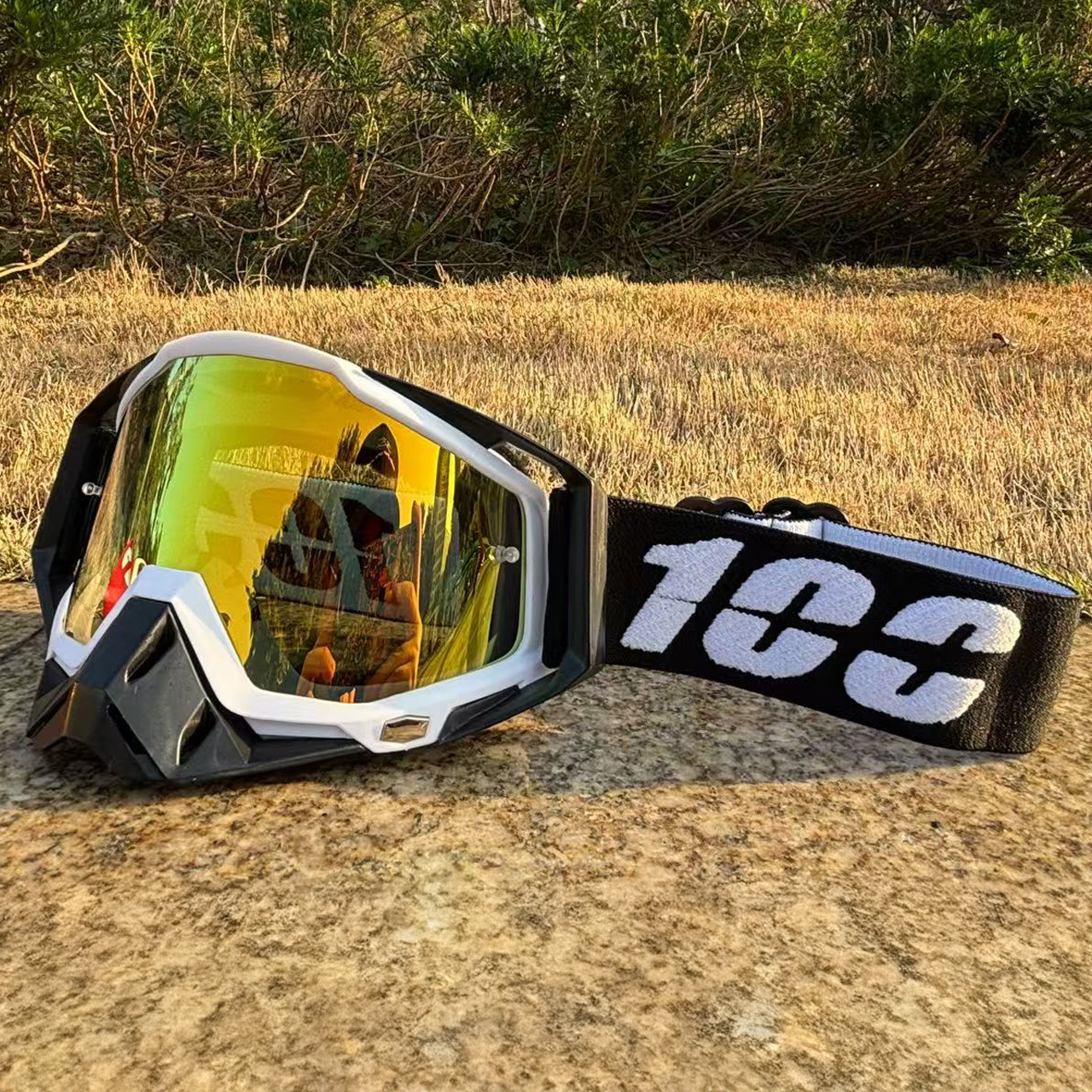 100 motorcykelglasögon skyddsglasögon motocrossglasögon hjälm mx moto dirt bike atv skidåkning utomhussporter glasögon skoter mask: Blå