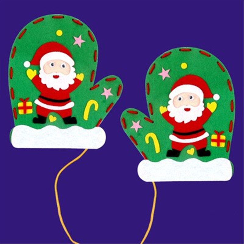 Gant de noël, non-tissé, pour enfants de noël, fait à la main, paquet de matériel pour faire soi-même, gant dessin animé, bricolage maternelle