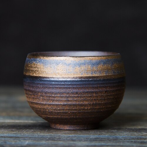 Handmade Stoneware Tea Cup Retro Ceramic Tea Cup Japanese Tea Cup Kung Fu Tea Set Personal Single Cup: 60ml B