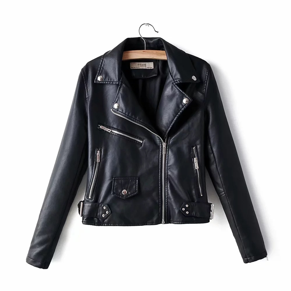 Chaqueta de cuero roja y amarilla para mujer, cazadora motera de PU con cremallera de manga larga, ropa de calle, abrigo de piel sintética negra para motocicleta,