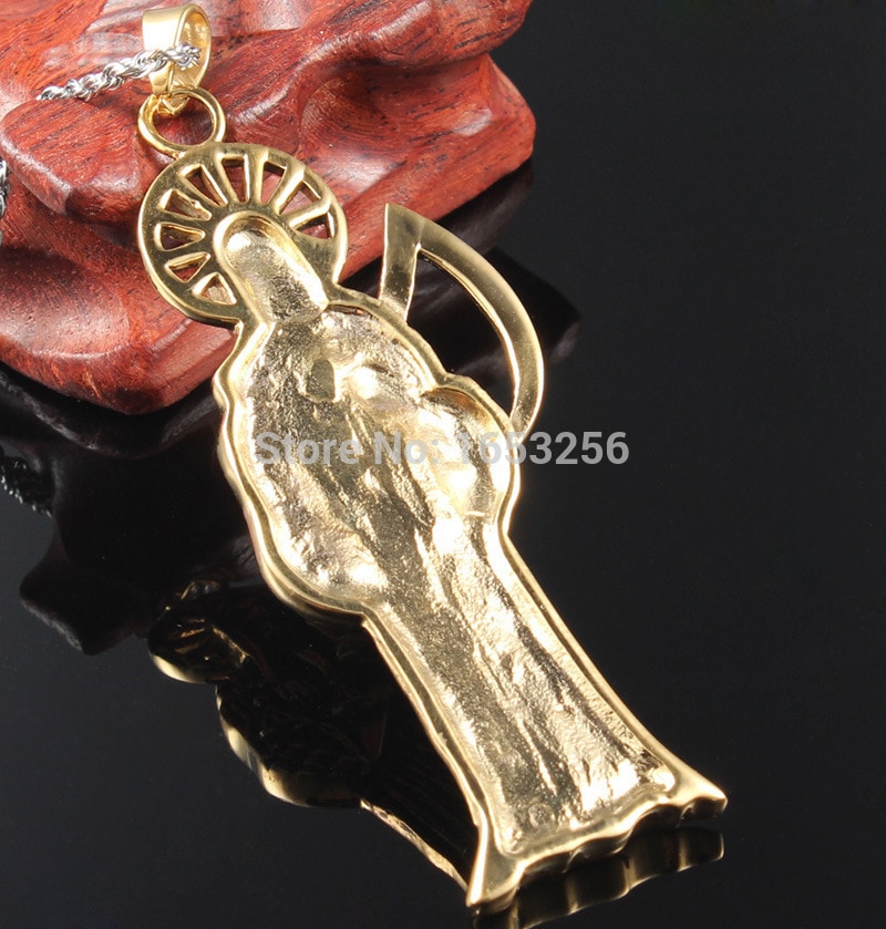 Fate Love Best Holy Saint Death Santa Muerte Skull Biker Pendant Necklace Stainless Steel Jewelry