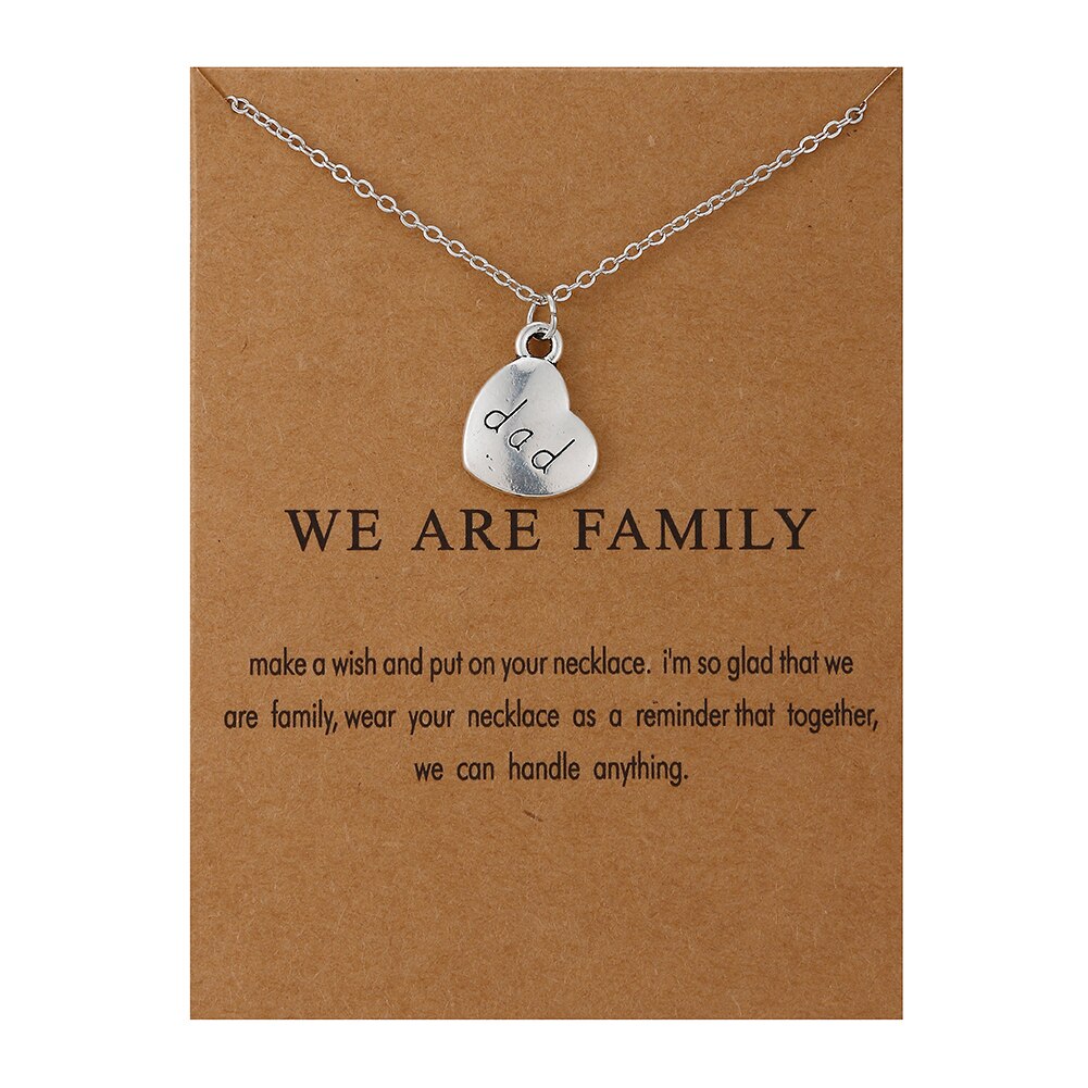 Heart Love We Are Family Tree Dad Mom Sister Members Alloy Pendant Necklace Jewelry