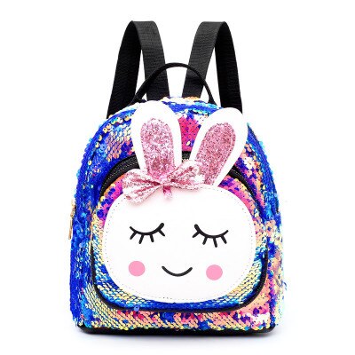 Toddler Children Girls Cute Cartoon Backpack Schoolbag Sequin Bling Rucksack School Bookbag Daypack: Blue