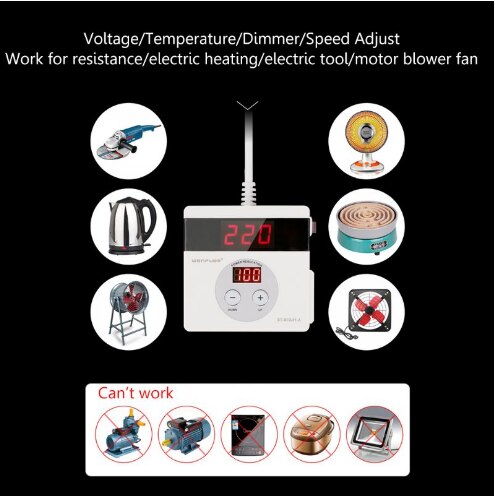 4000w scr elektronisk spændingsregulator led digital  ac 220v temperatur hastighed juster controller dæmper dæmper termostat